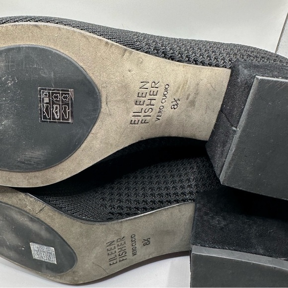 Eileen Fisher sz8.5 Croft open toe Mesh Knit Black Sandal Shoes Summer Elegant - Picture 15 of 15